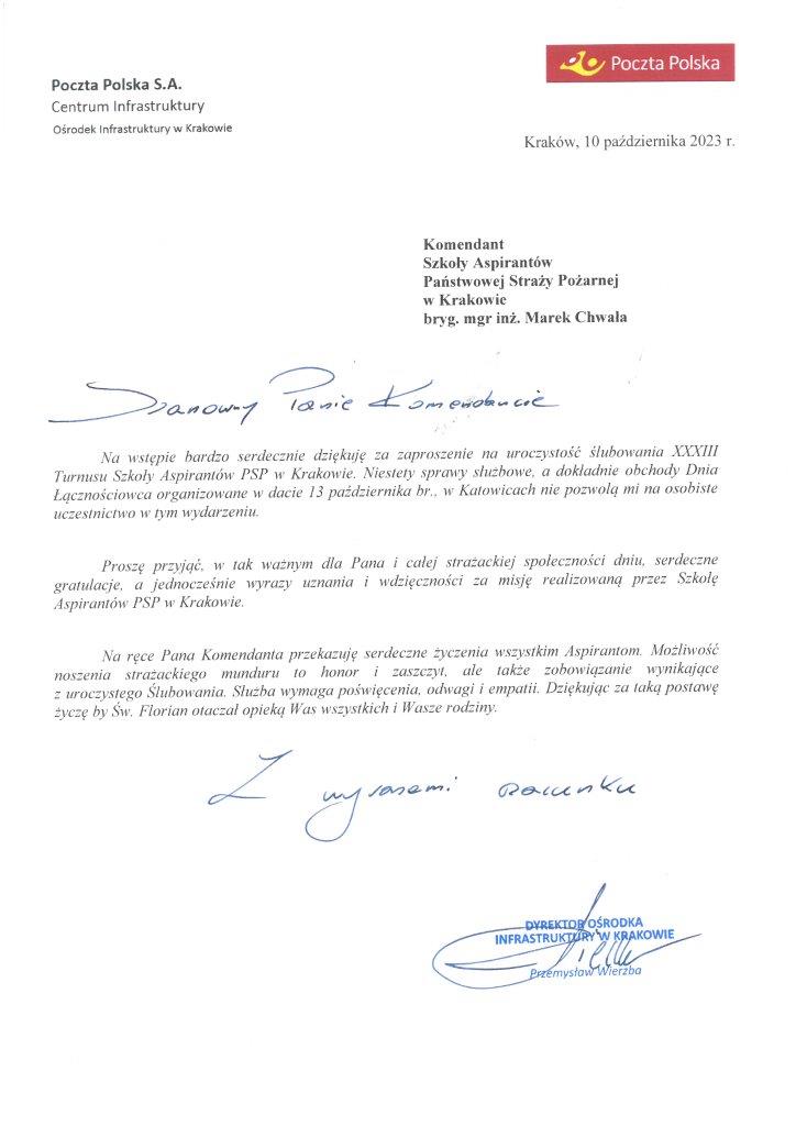 Listy gratulacyjne ślubowanie 2023 3