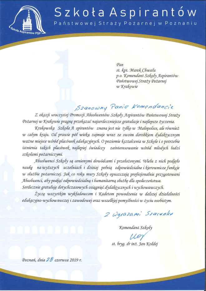 adres okolicznosciowy SA PSP w Poznaniu Promocja 2019