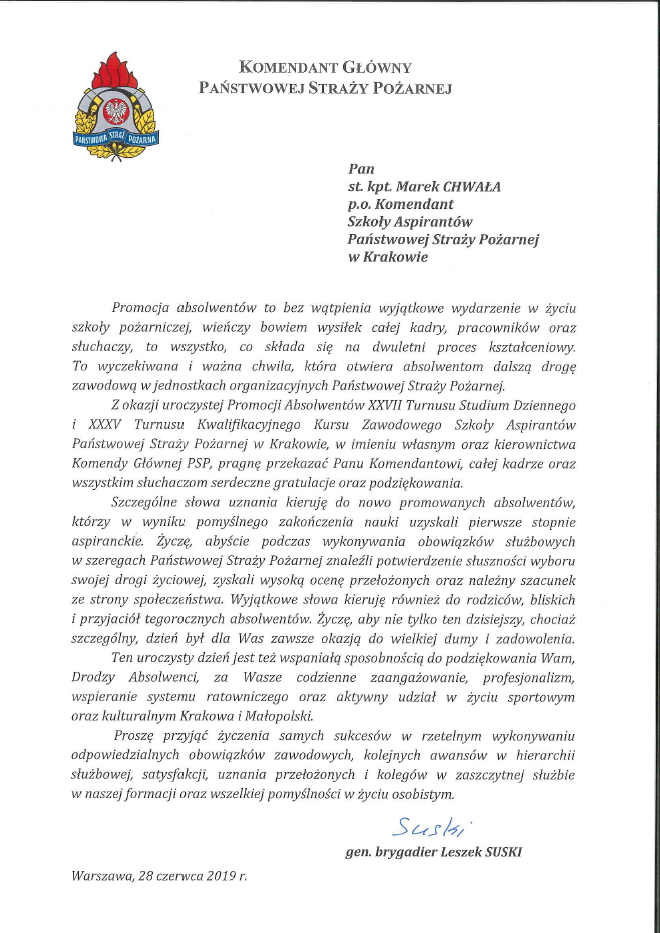 adres okolicznosciowy kg Promocja 2019