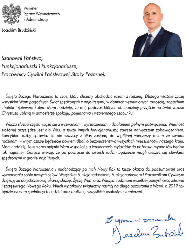 Życzenia Boże Narodzenie 2018 J. Brudziński
