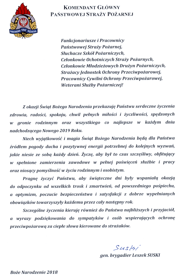 Życzenia Boże Narodzenie 2018 L. Suski